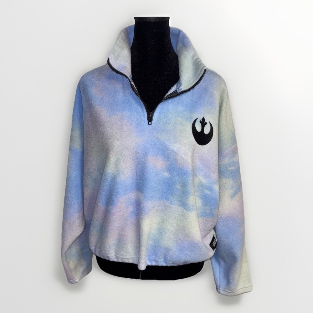 Star Wars Rebel Alliance Crop Top Tie-Dye Women's Fleece Pullover Size Large